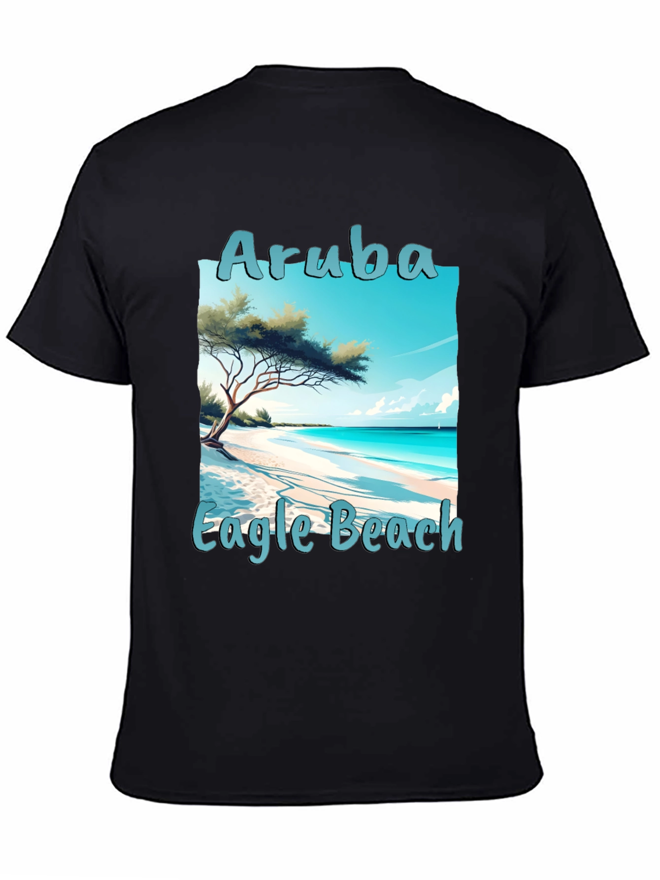 Camiseta Negra Aruba Eagle Beach Vacaciones