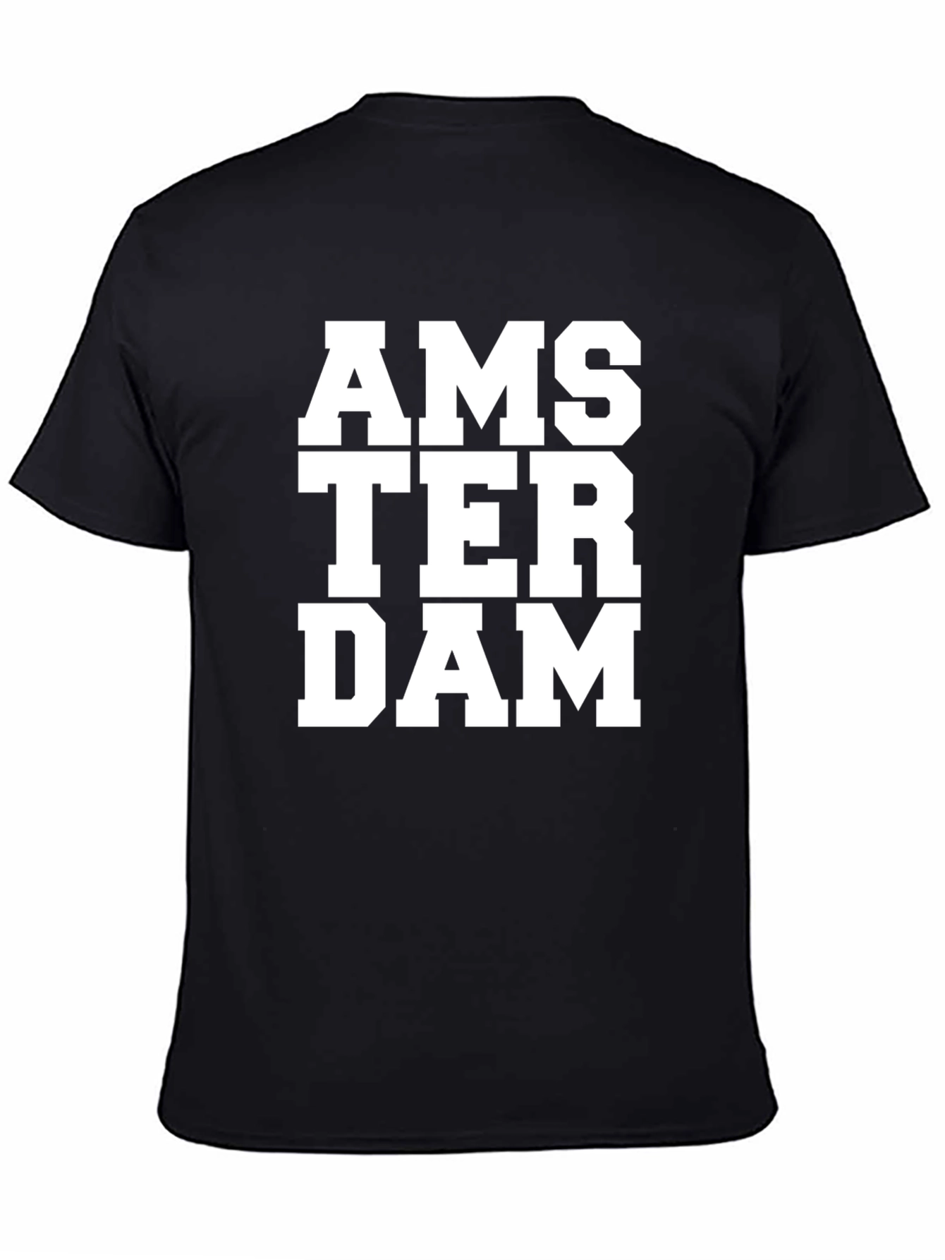 Camiseta Negra Amsterdam Letras Blancas Casual