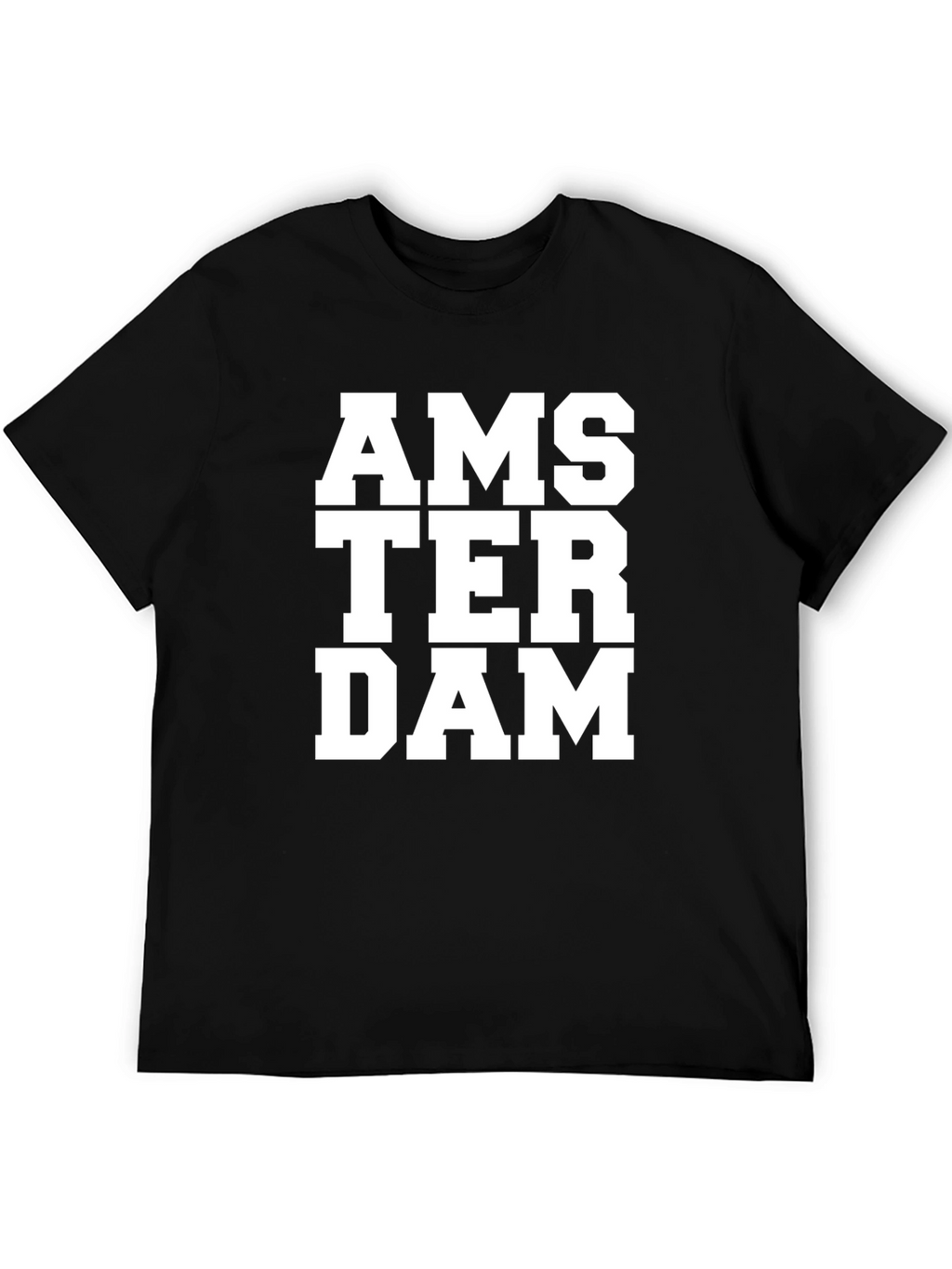 Camiseta Negra Amsterdam Letras Blancas Casual