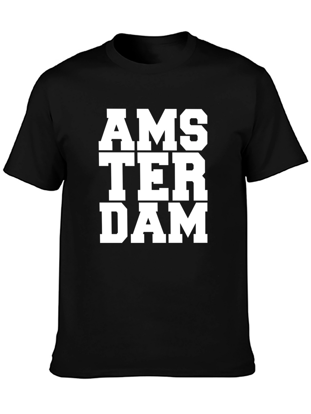 Camiseta Negra Amsterdam Letras Blancas Casual