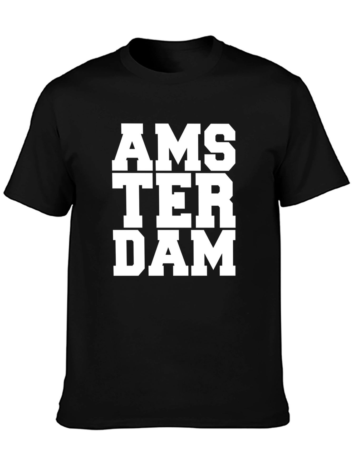 Camiseta Negra Amsterdam Letras Blancas Casual