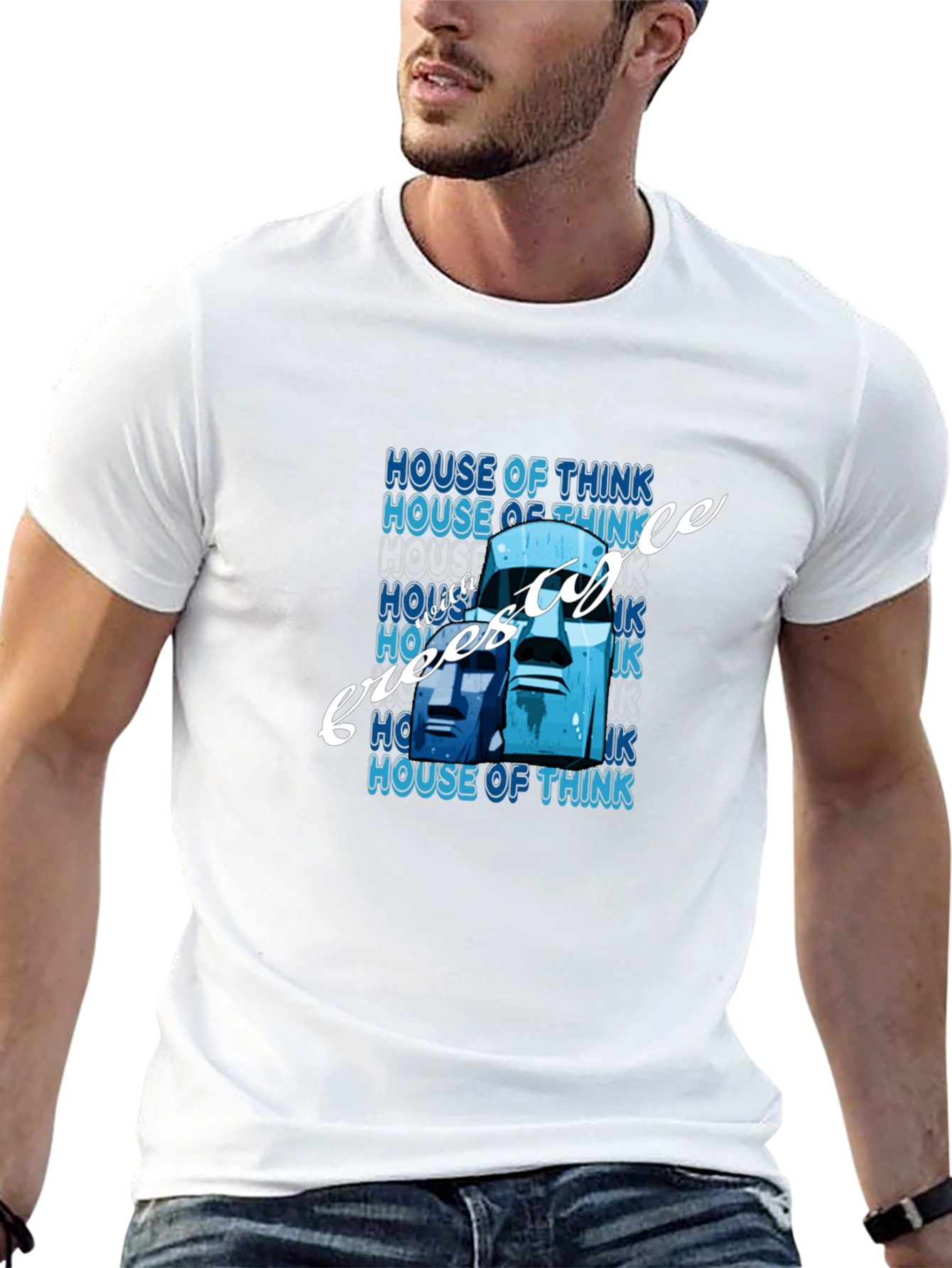 Camiseta Hombre Negra con Diseño Gráfico House of Think