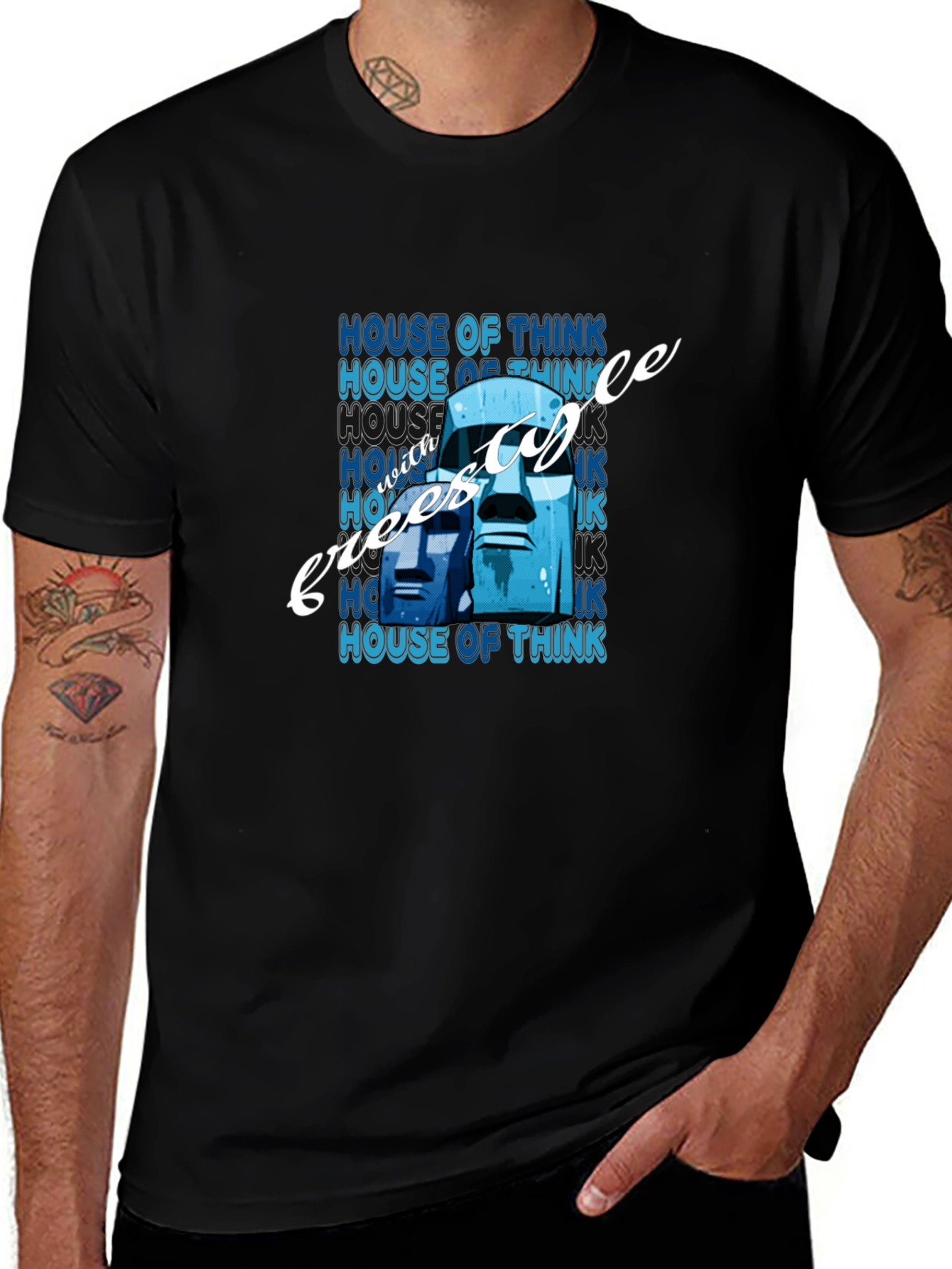 Camiseta Hombre Negra con Diseño Gráfico House of Think