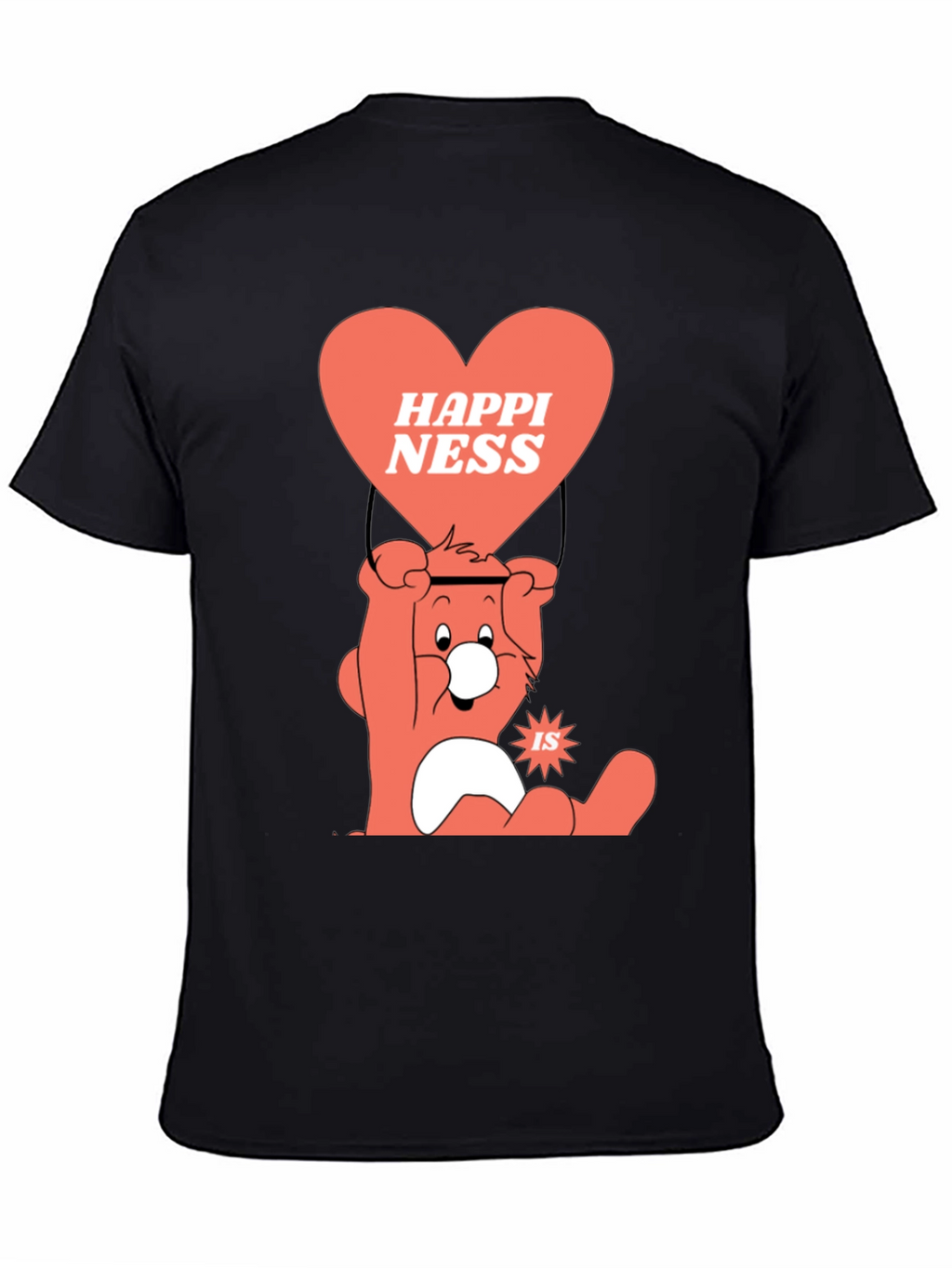 Camiseta Negra con Diseño de Oso Feliz