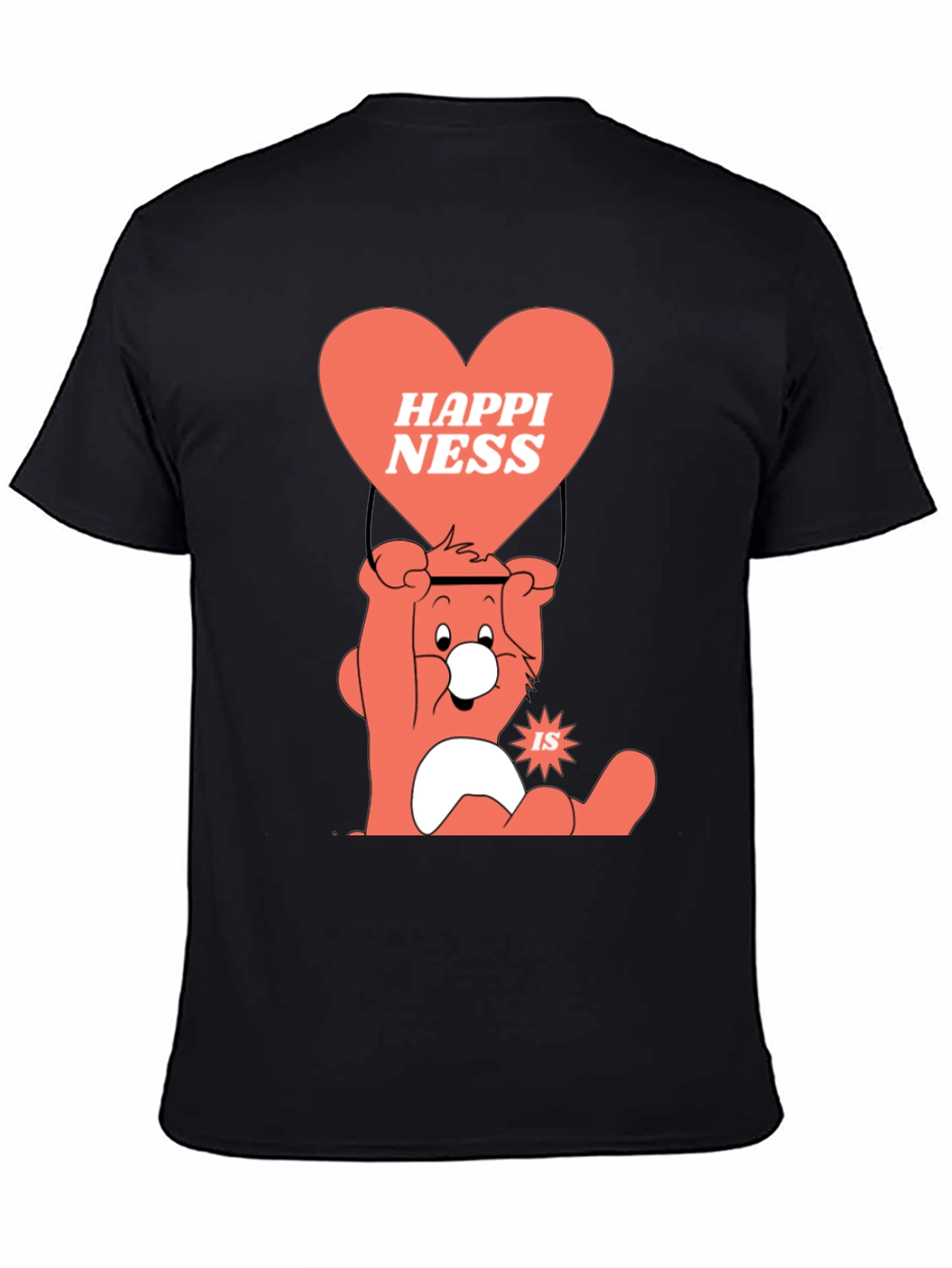 Camiseta Negra con Diseño de Oso Feliz