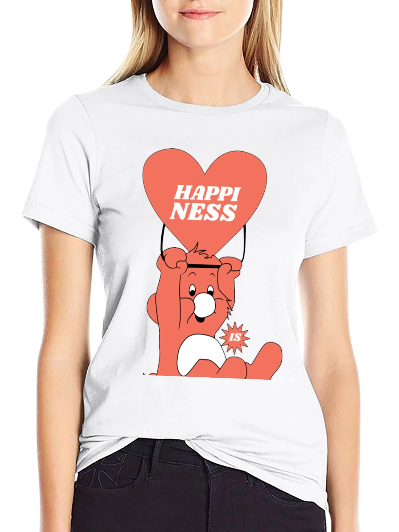 Camiseta Negra con Diseño de Oso Feliz