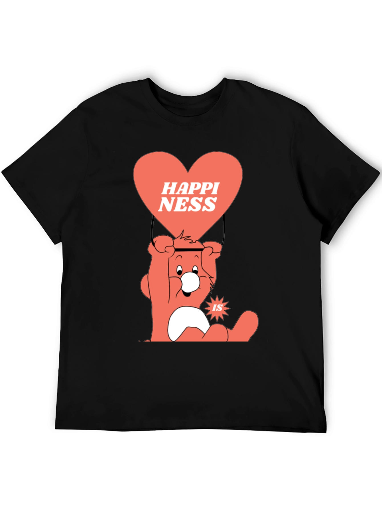 Camiseta Negra con Diseño de Oso Feliz
