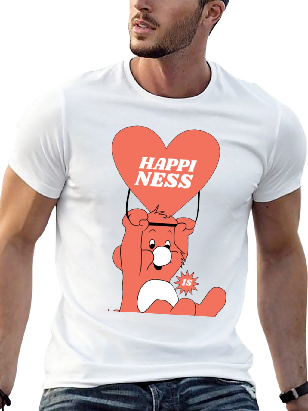 Camiseta Negra con Diseño de Oso Feliz