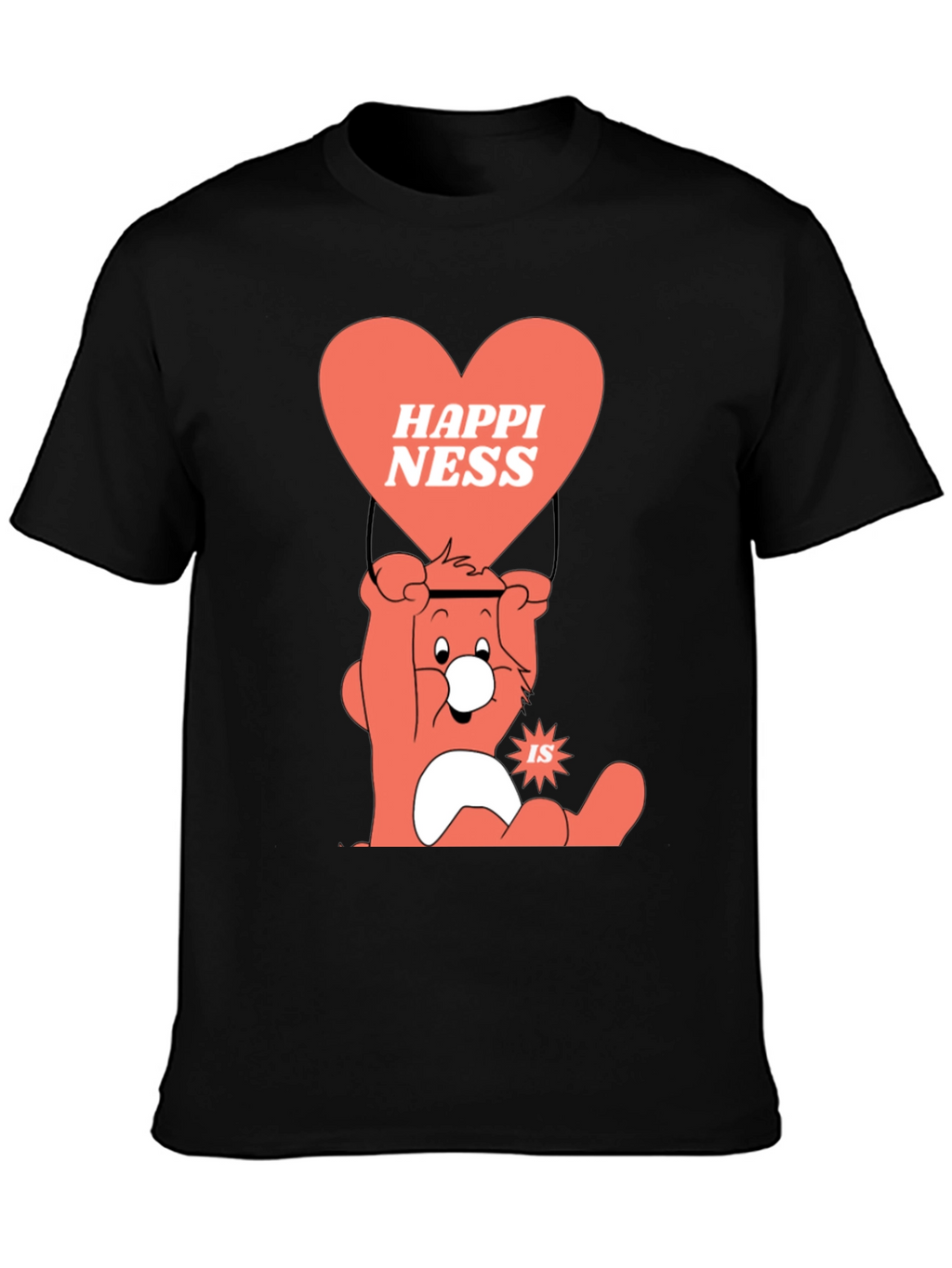 Camiseta Negra con Diseño de Oso Feliz