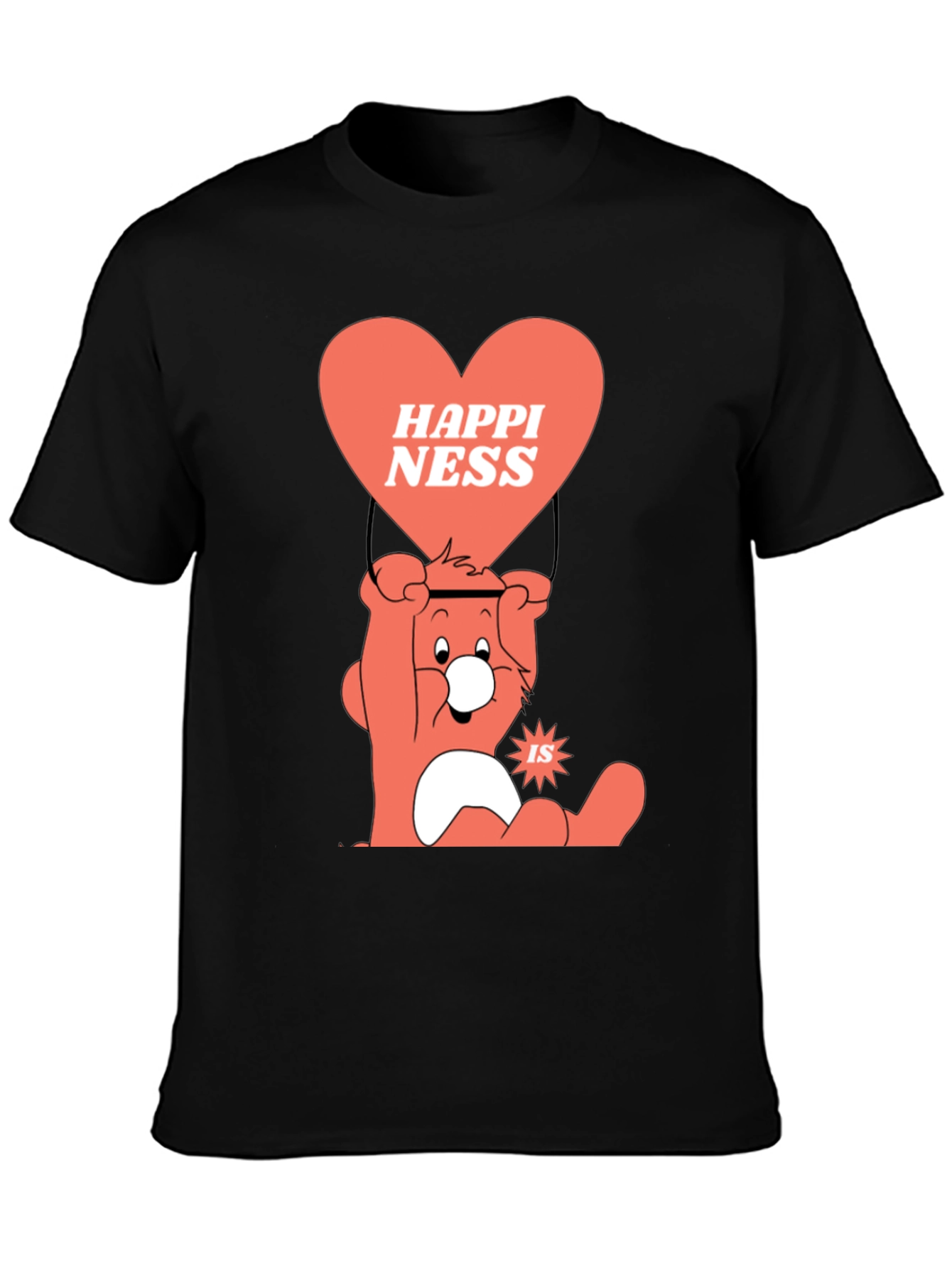 Camiseta Negra con Diseño de Oso Feliz