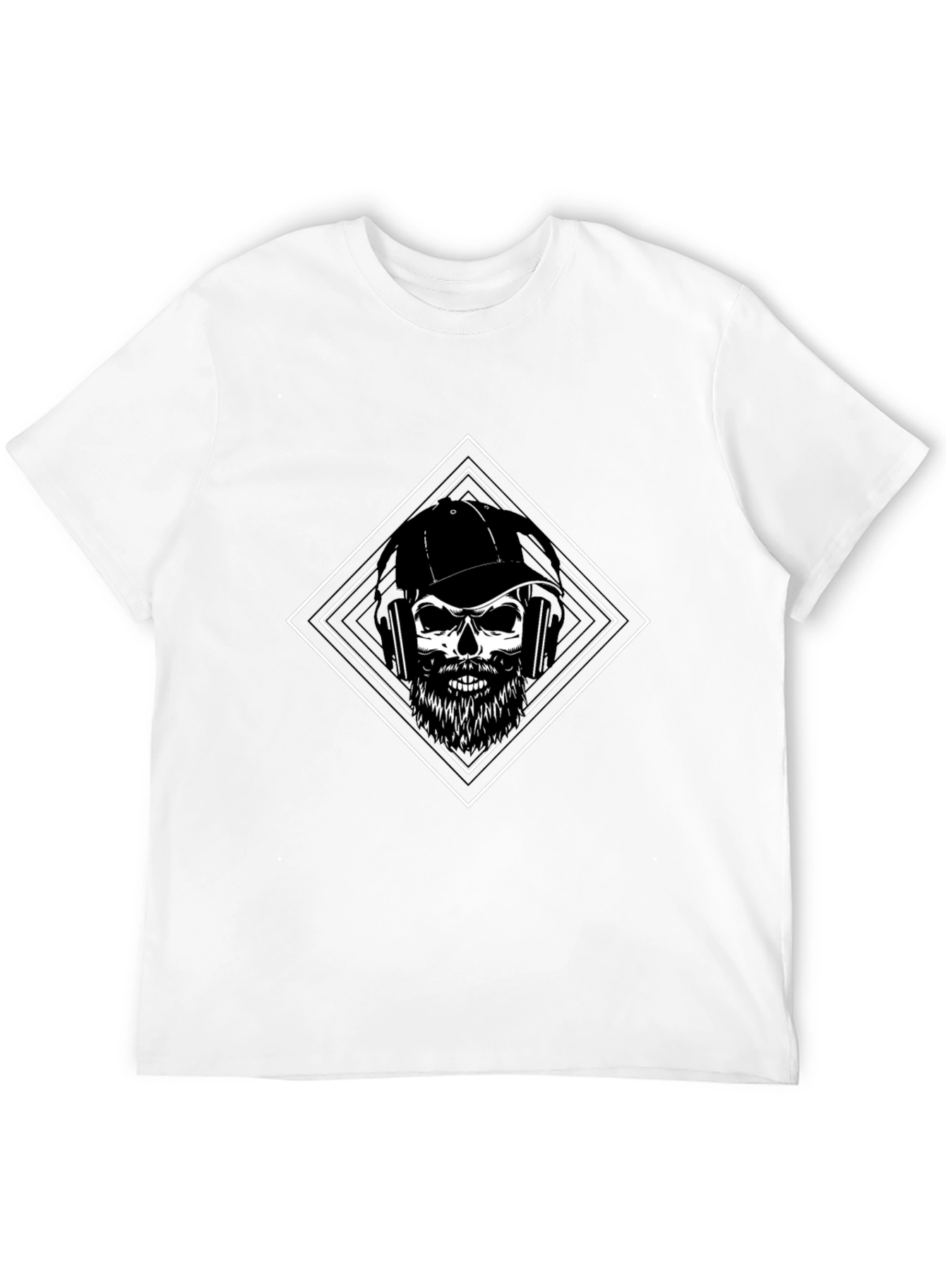 Camiseta Negra con Diseño de Calavera Barbuda