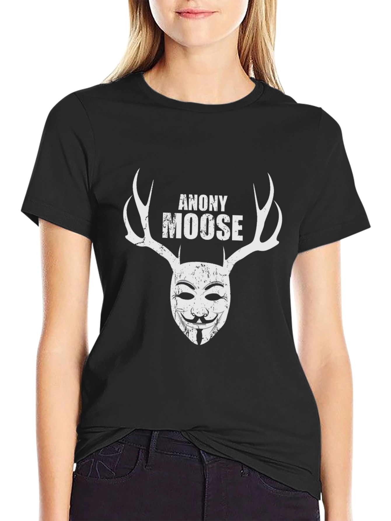 Camiseta Negra Anony Moose - Estilo Único