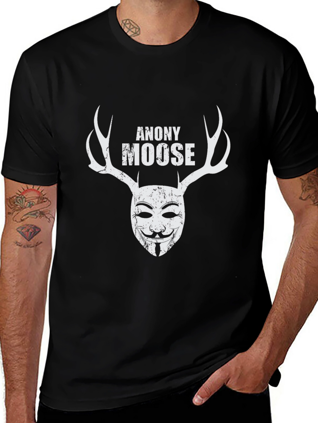 Camiseta Negra Anony Moose - Estilo Único