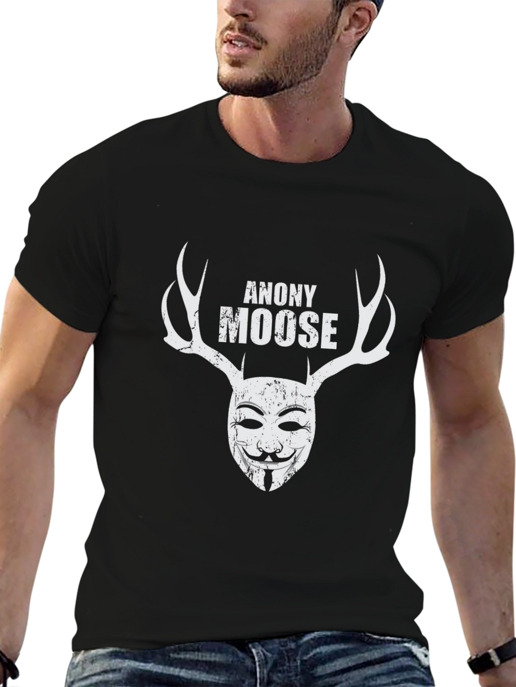 Camiseta Negra Anony Moose - Estilo Único