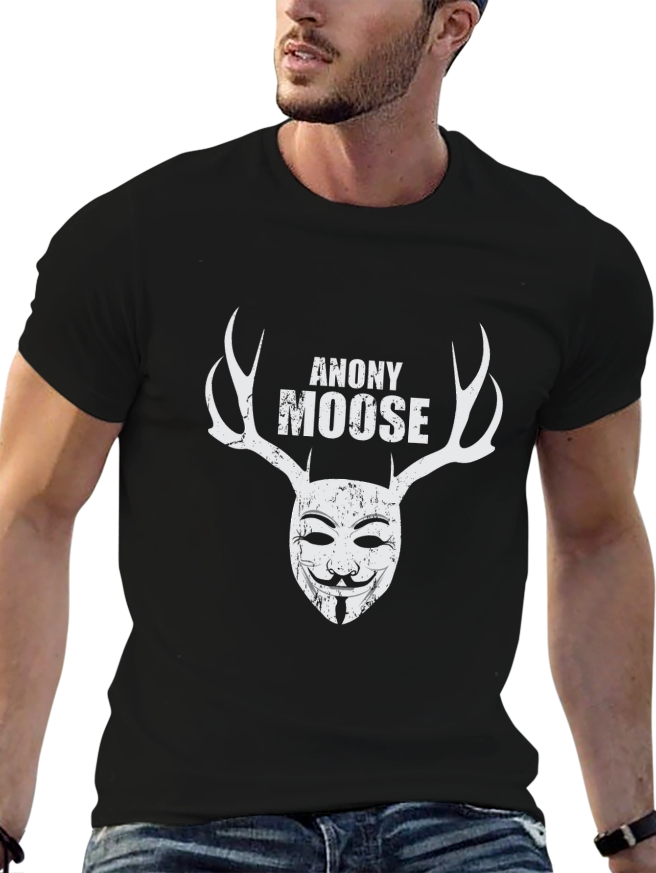 Camiseta Negra Anony Moose - Estilo Único