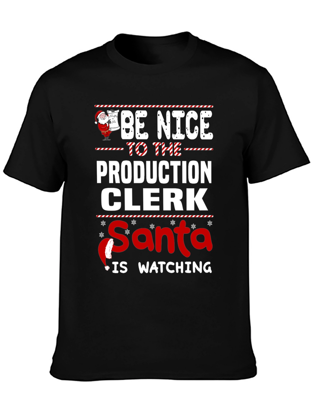 Camiseta Be Nice to Production Clerk Navideña