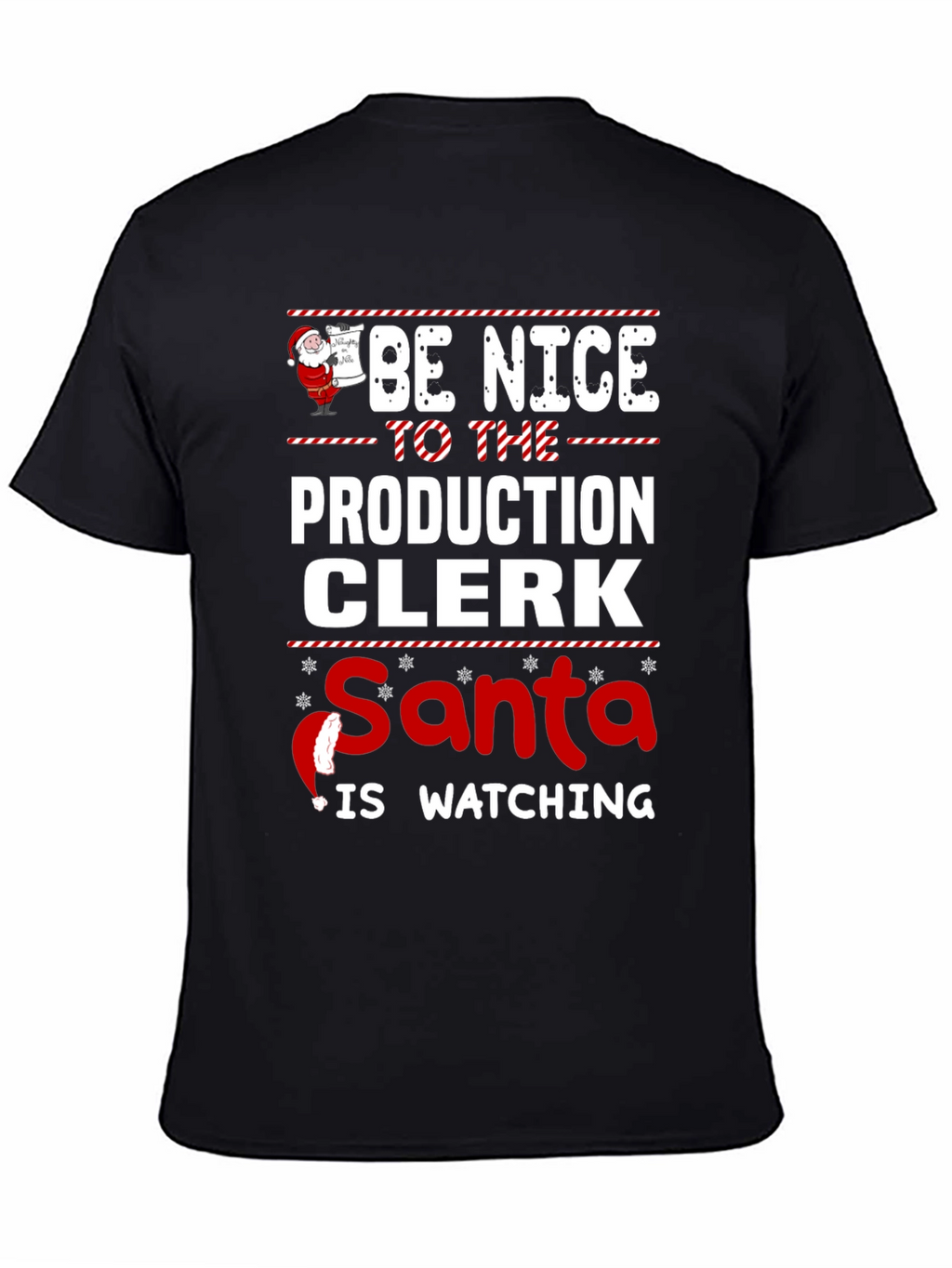 Camiseta Be Nice to Production Clerk Navideña