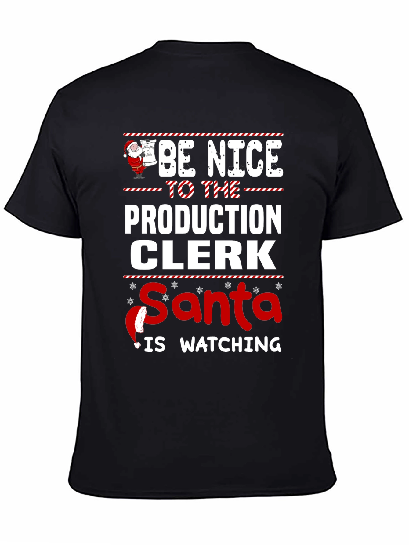 Camiseta Be Nice to Production Clerk Navideña