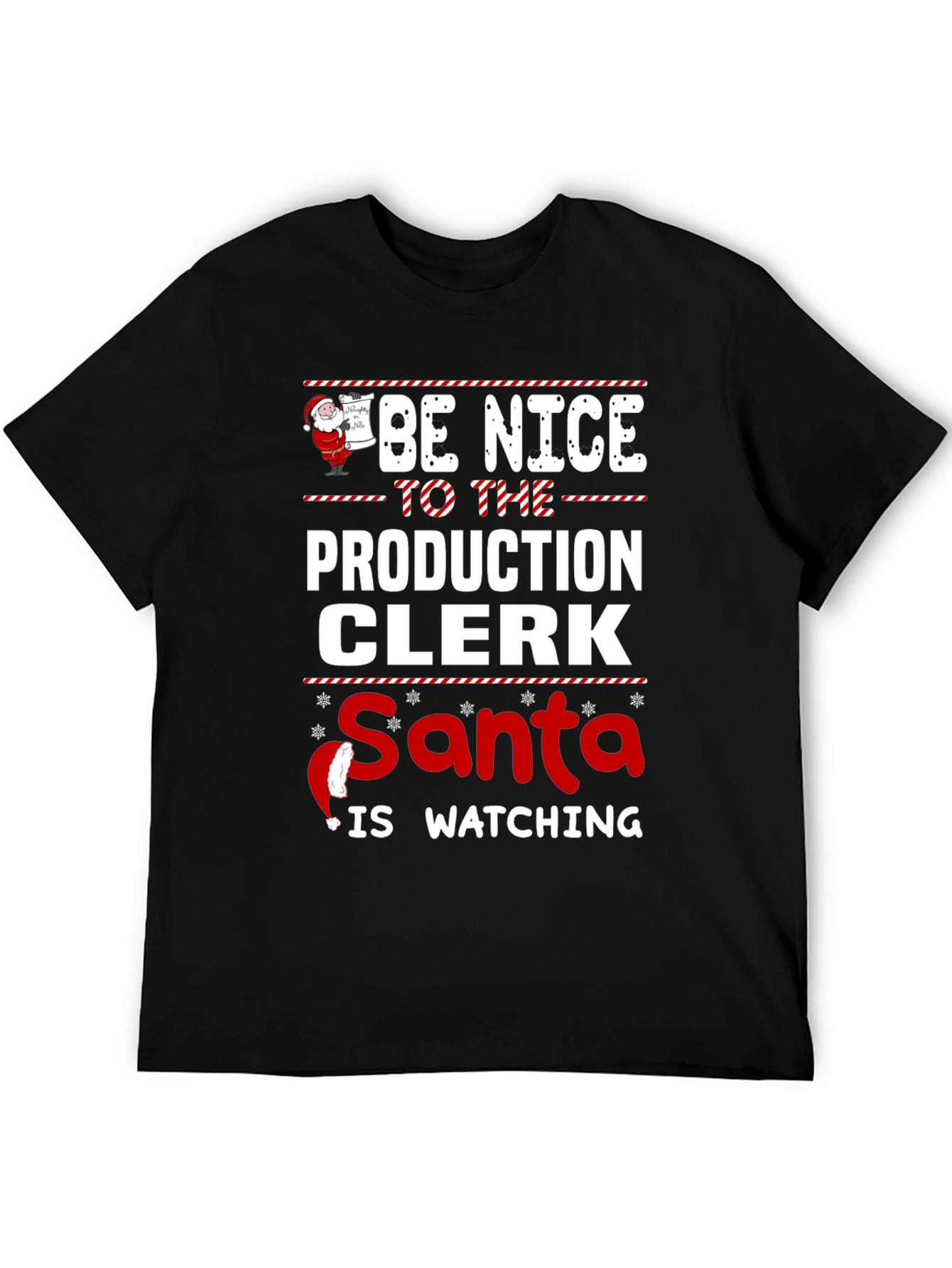 Camiseta Be Nice to Production Clerk Navideña