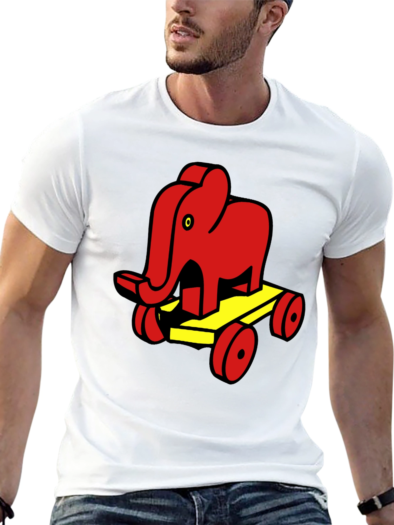 Camiseta Negra con Diseño de Elefante de Juguete