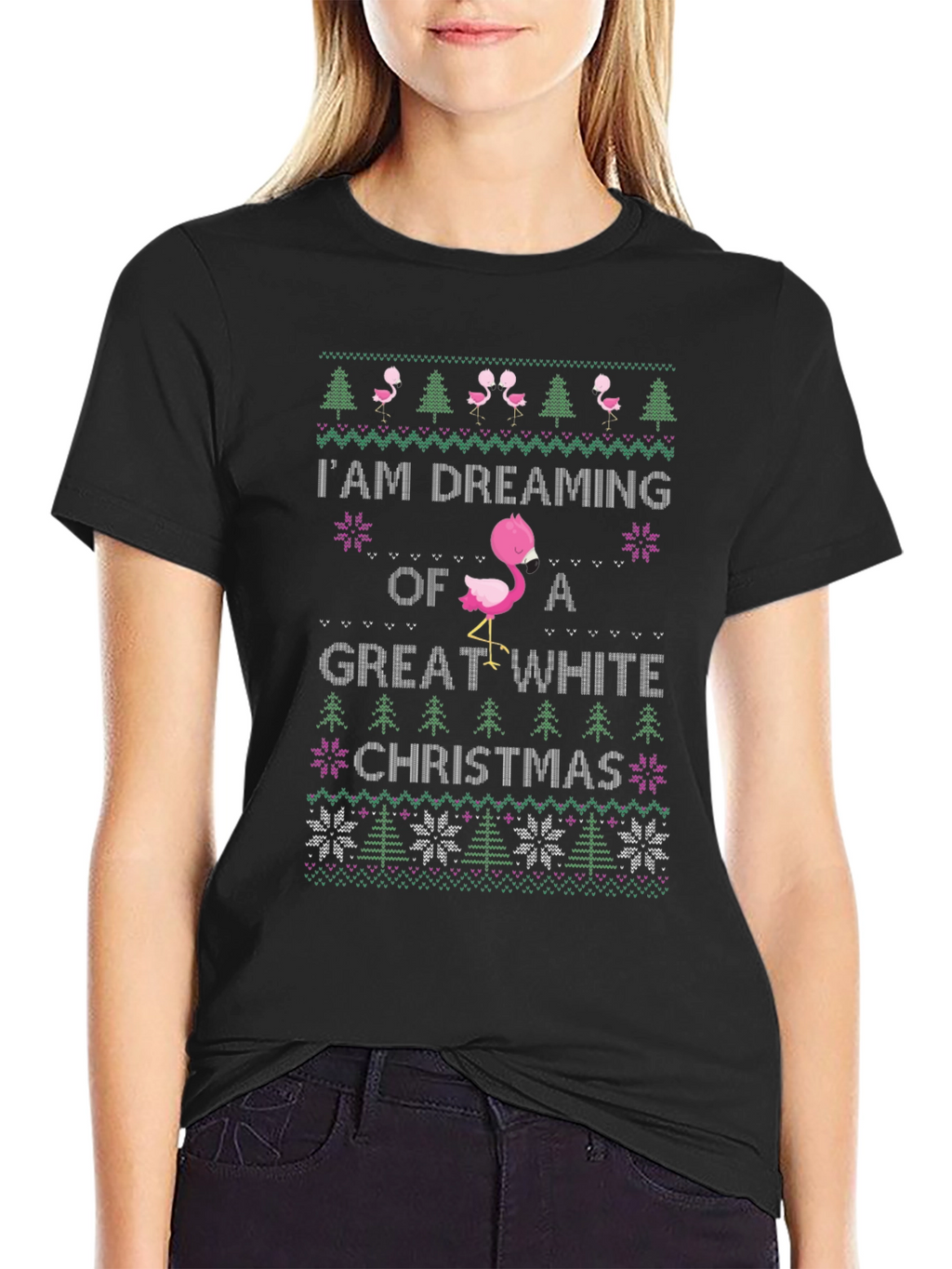 Camiseta Navideña Flamingo Great White Christmas