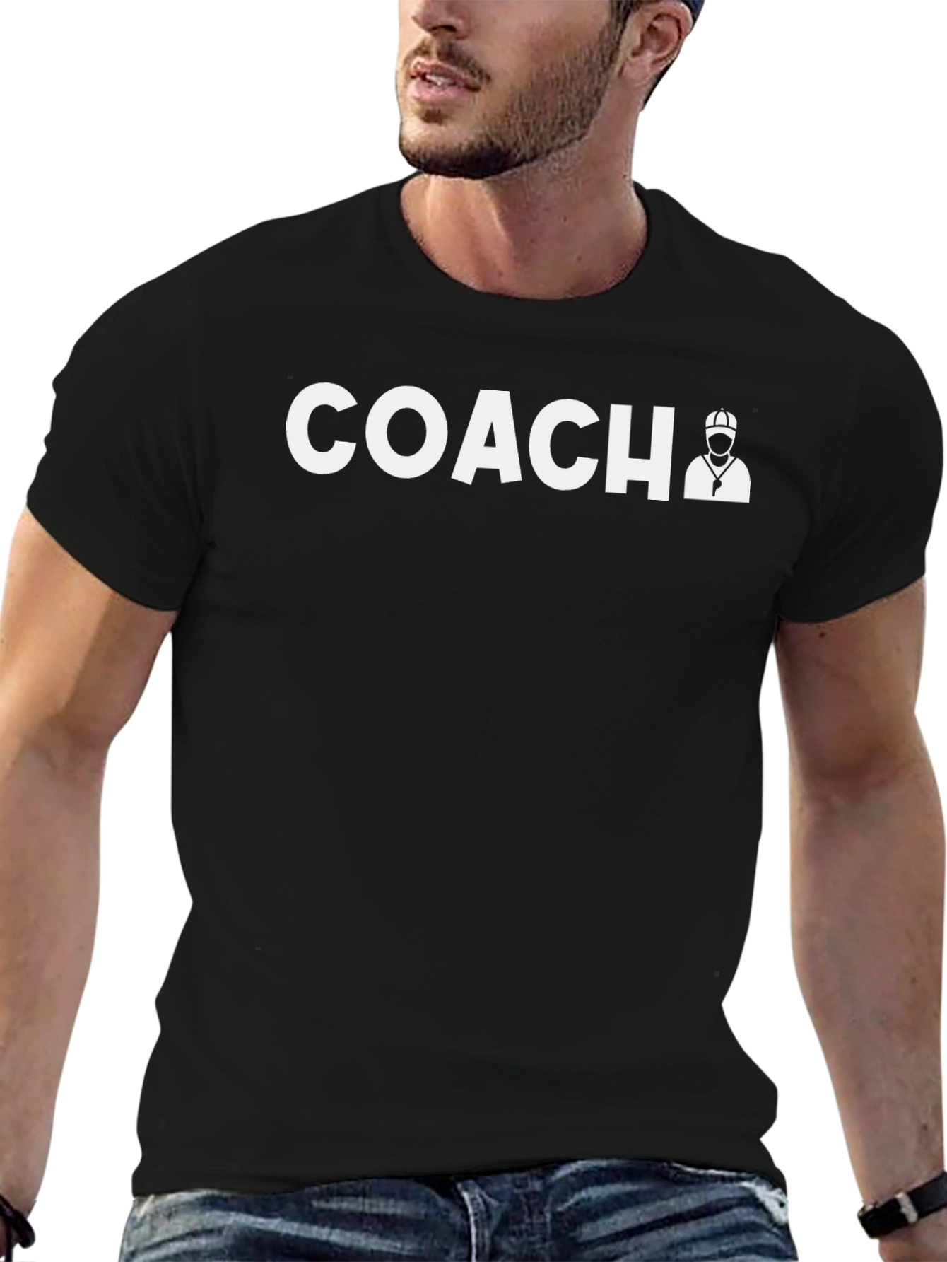 Camiseta Coach Negra Diseño Entrenador