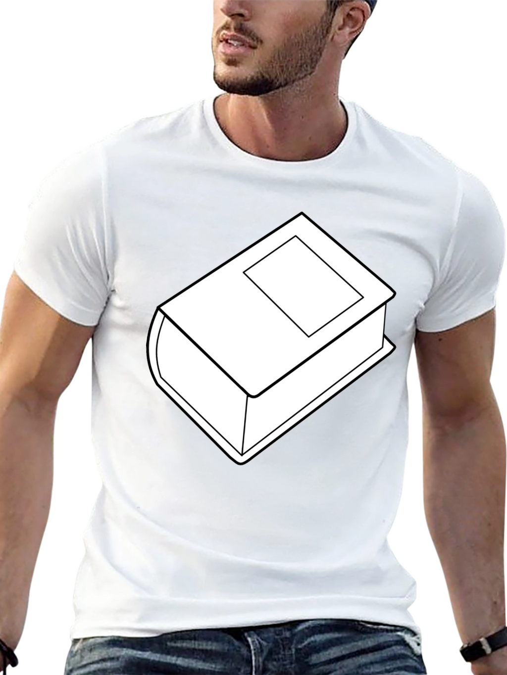 Camiseta Negra con Diseño de Libro Blanco