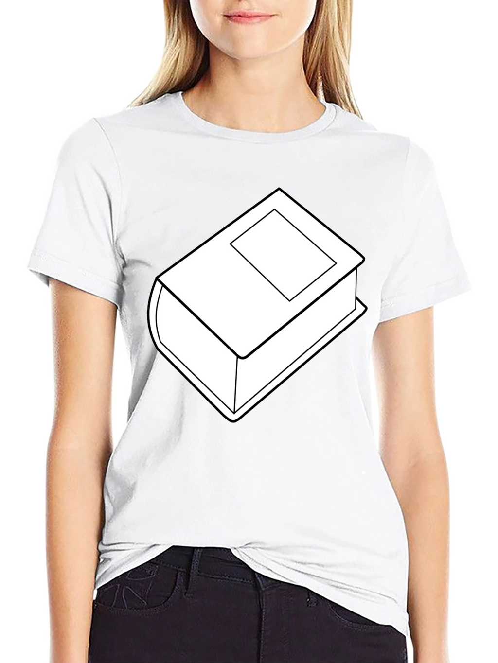 Camiseta Negra con Diseño de Libro Blanco
