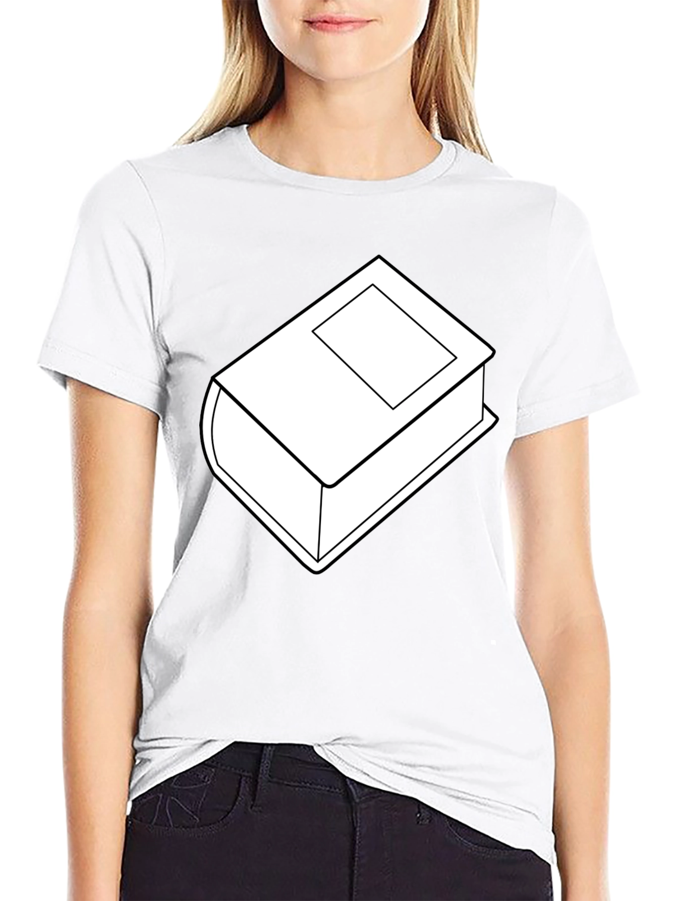 Camiseta Negra con Diseño de Libro Blanco