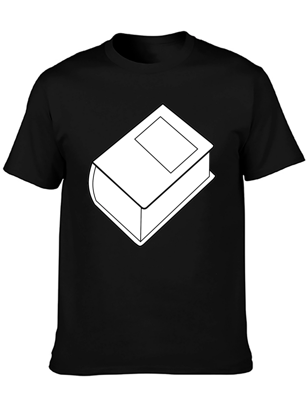 Camiseta Negra con Diseño de Libro Blanco