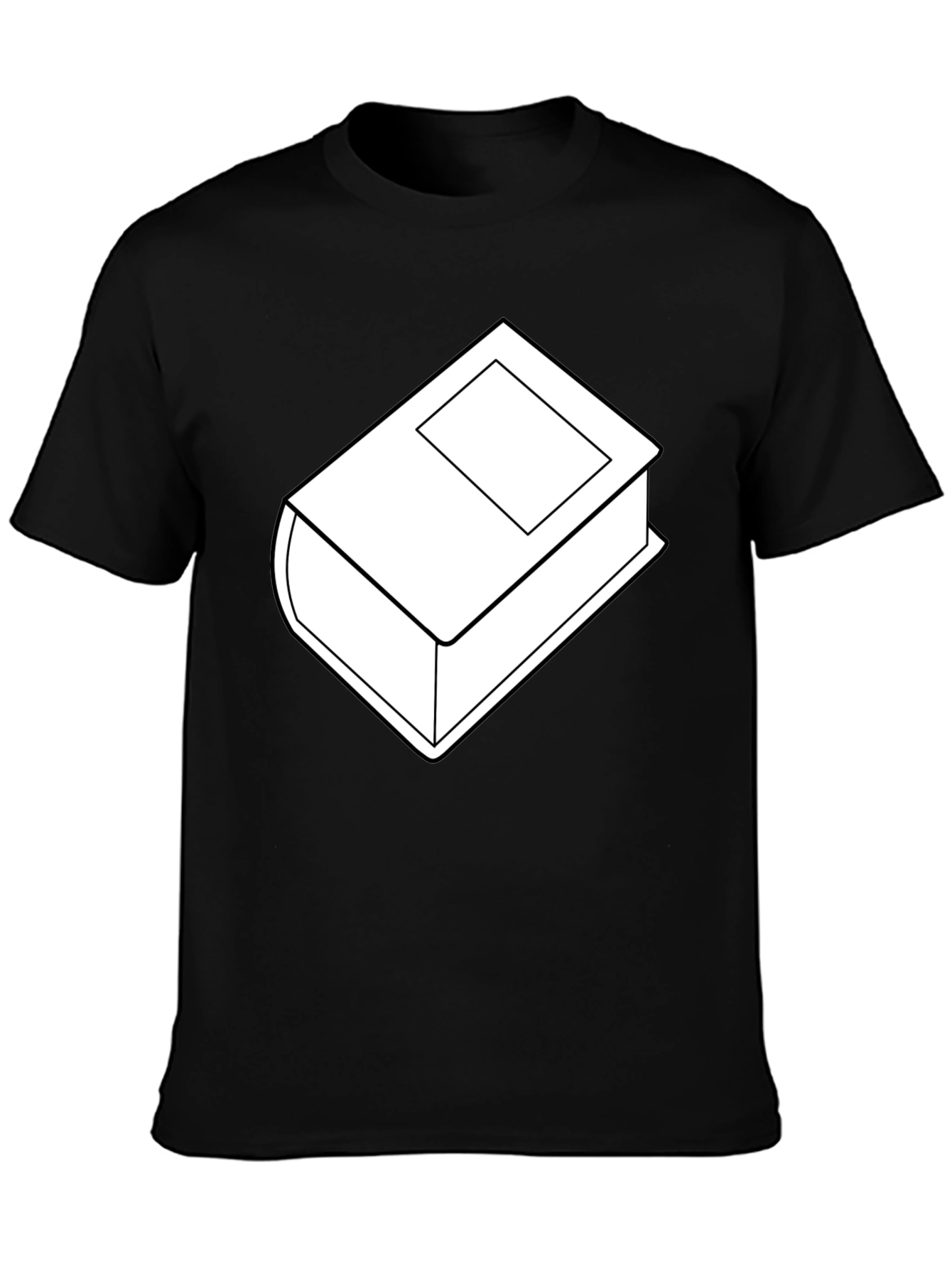Camiseta Negra con Diseño de Libro Blanco
