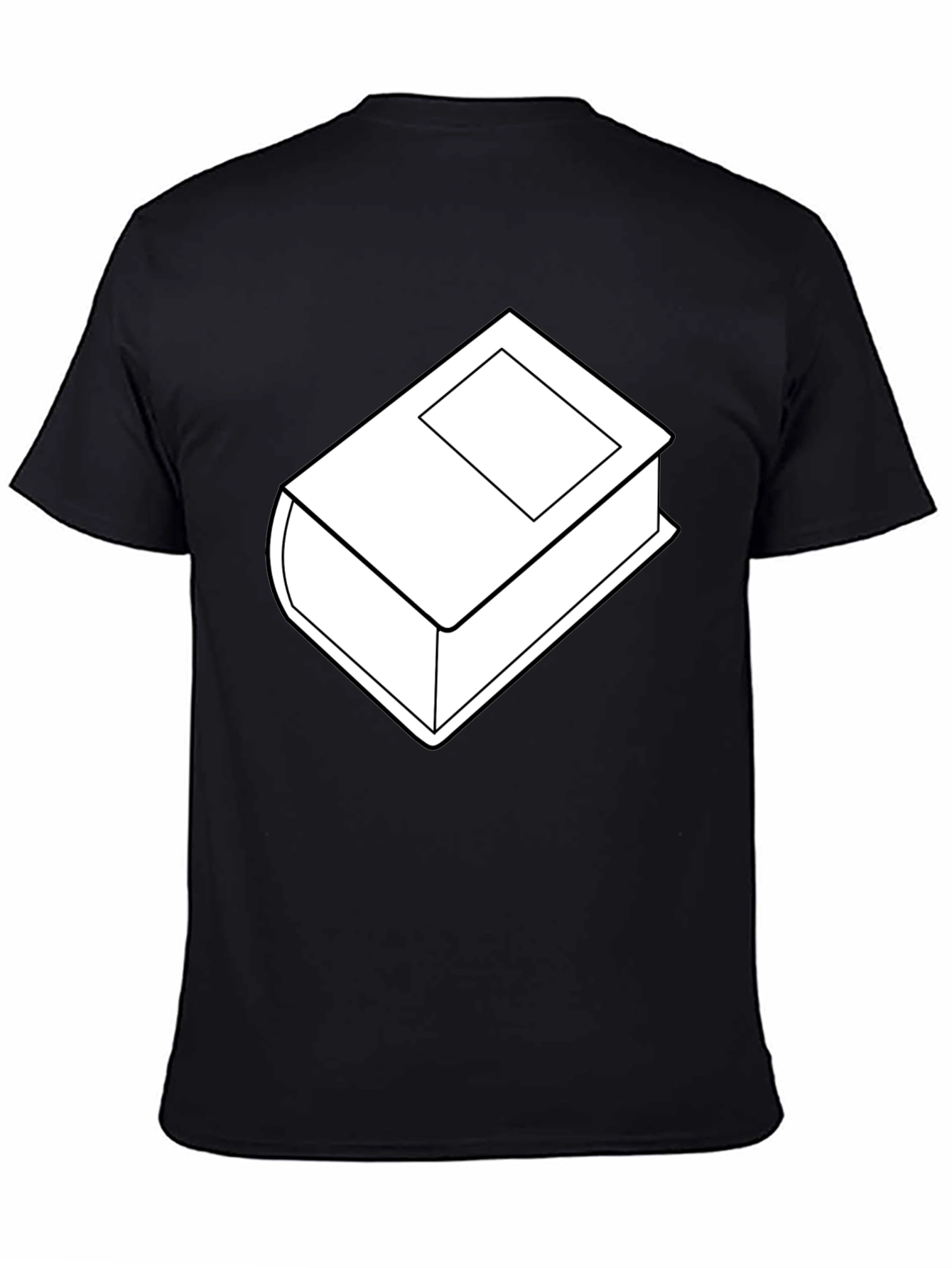 Camiseta Negra con Diseño de Libro Blanco