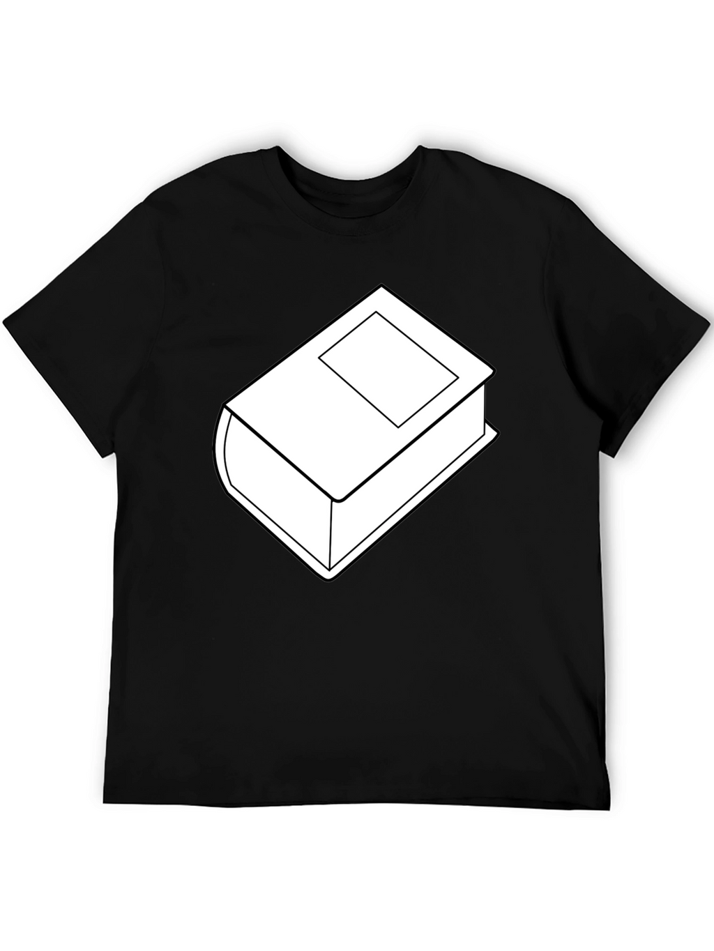 Camiseta Negra con Diseño de Libro Blanco