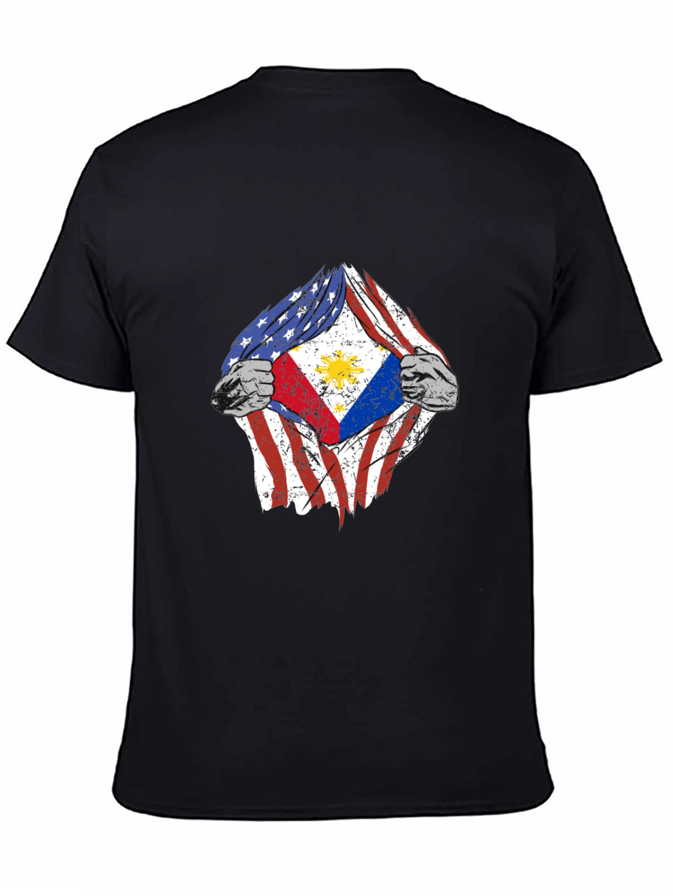 Camiseta Hombre Diseño Bandera USA Filipinas