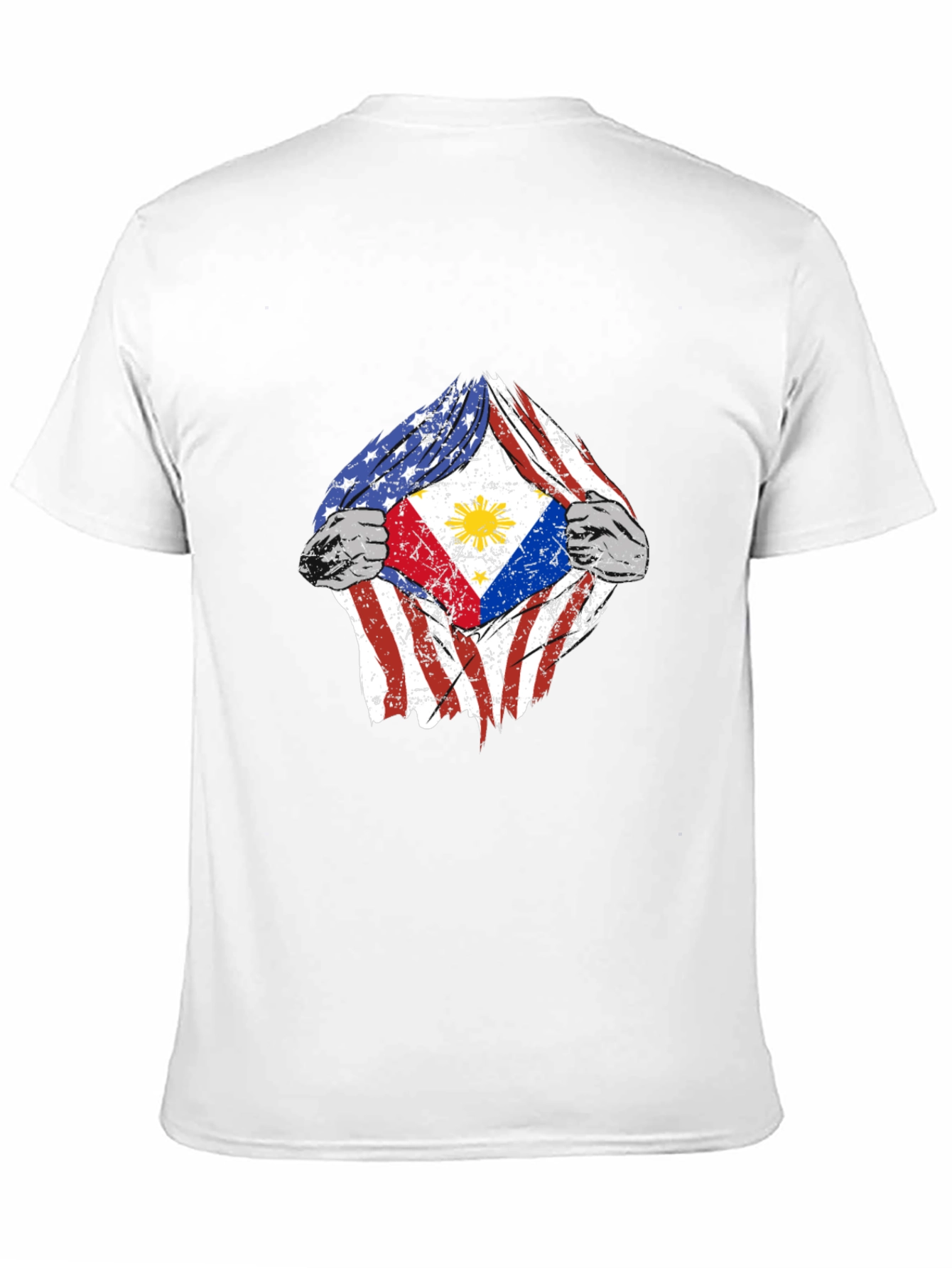 Camiseta Hombre Diseño Bandera USA Filipinas