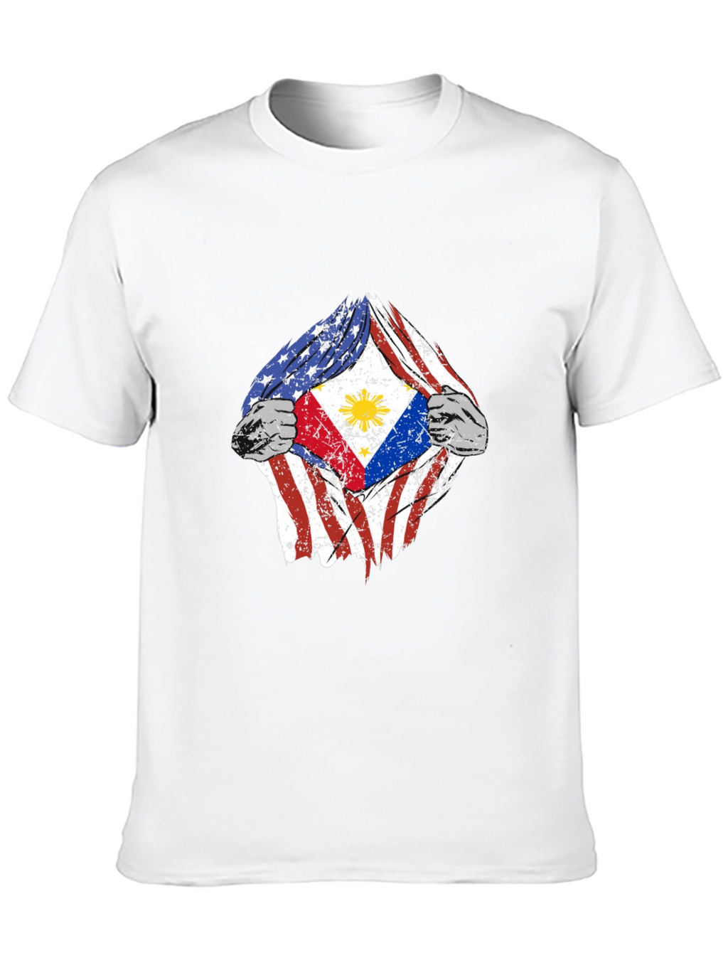 Camiseta Hombre Diseño Bandera USA Filipinas