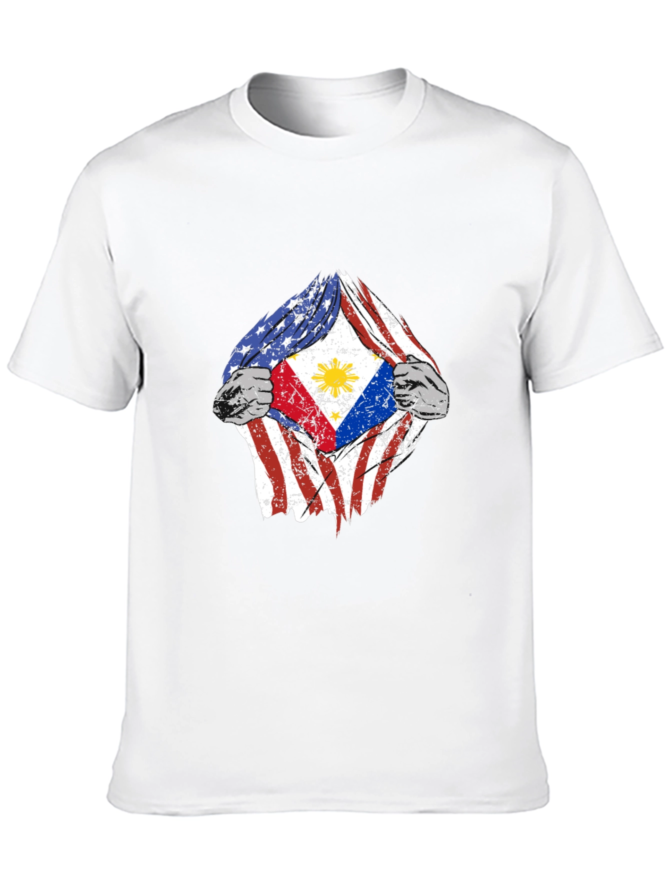 Camiseta Hombre Diseño Bandera USA Filipinas