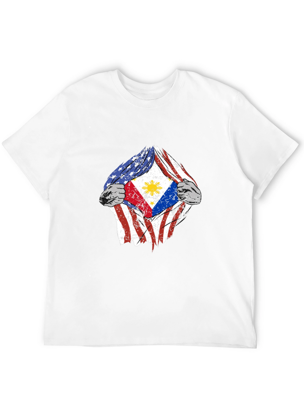 Camiseta Hombre Diseño Bandera USA Filipinas