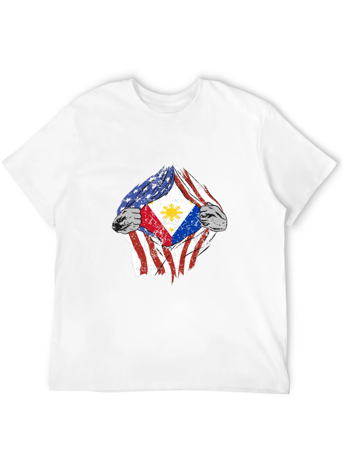 Camiseta Hombre Diseño Bandera USA Filipinas
