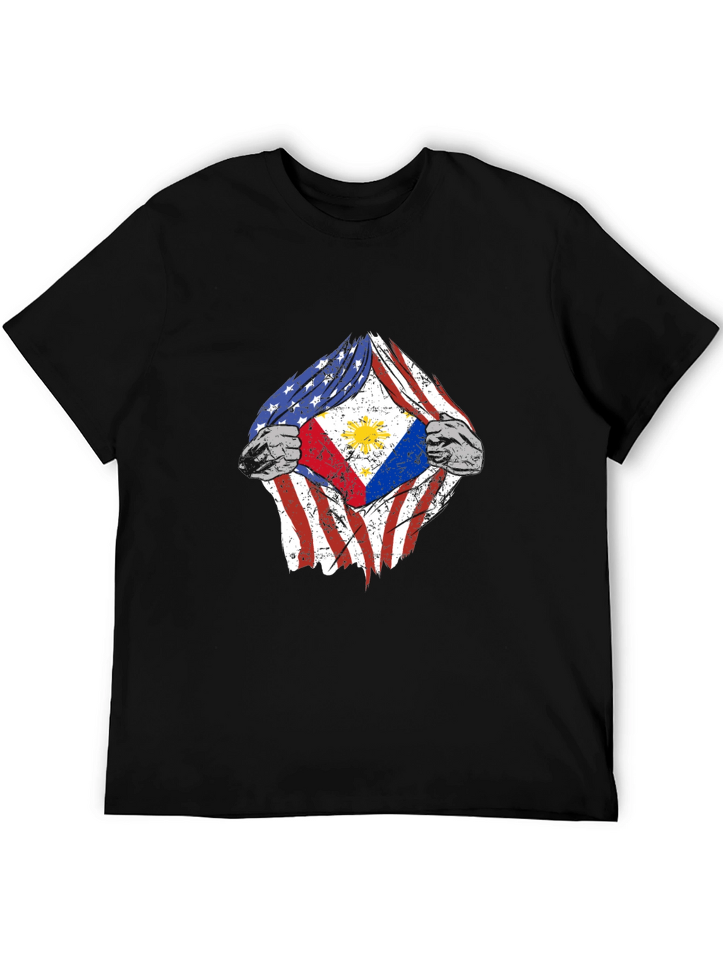 Camiseta Hombre Diseño Bandera USA Filipinas