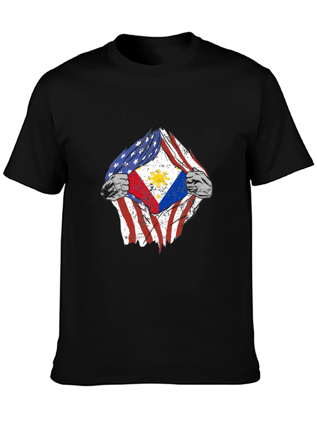 Camiseta Hombre Diseño Bandera USA Filipinas