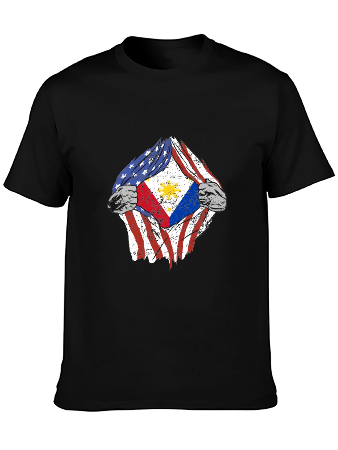 Camiseta Hombre Diseño Bandera USA Filipinas