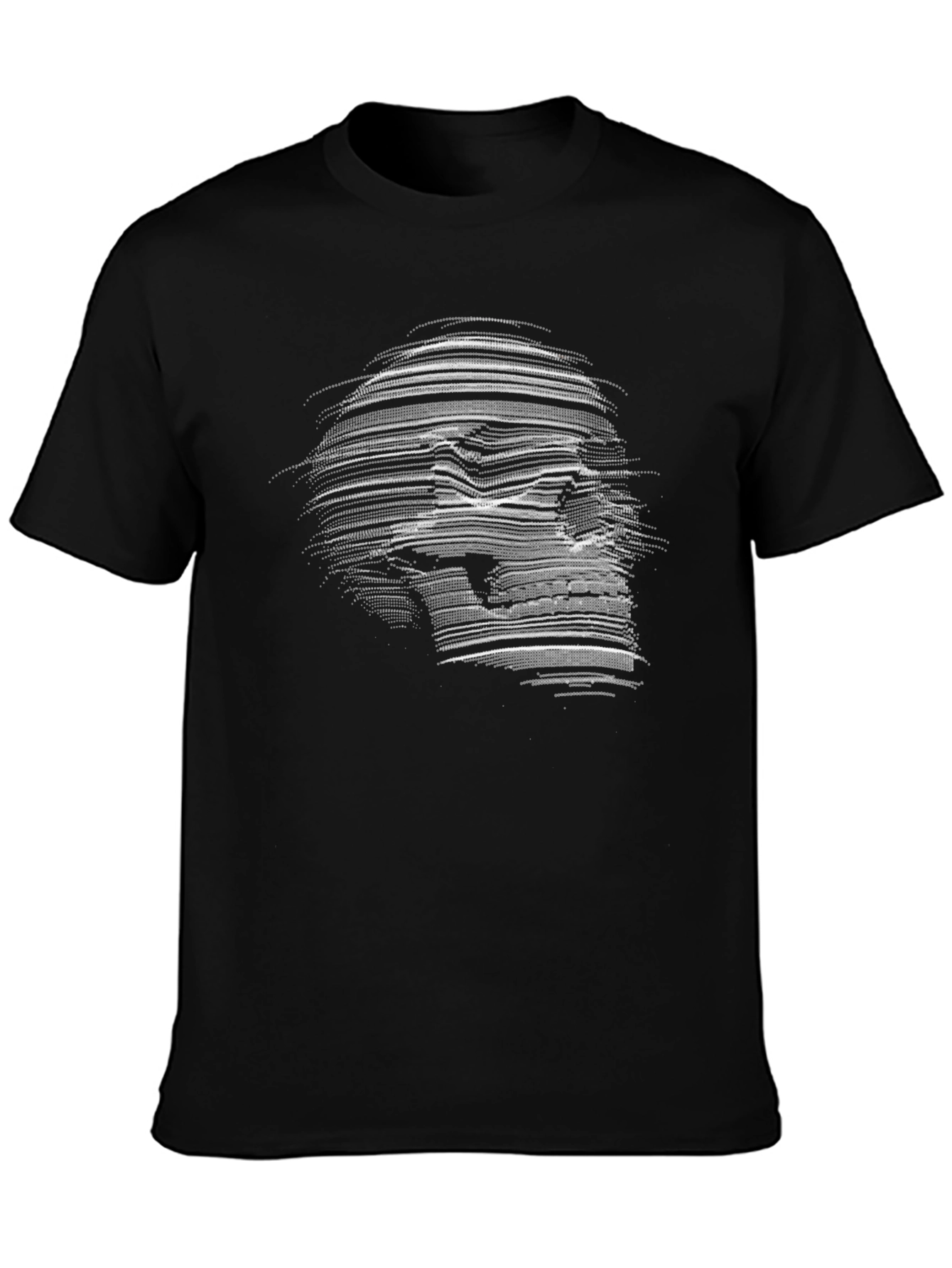 Camiseta Negra con Diseño de Calavera Abstracta