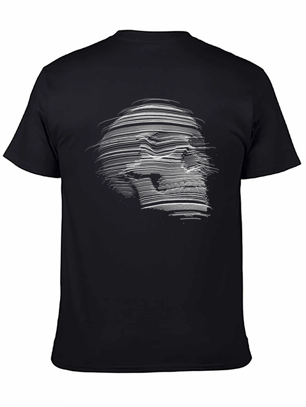 Camiseta Negra con Diseño de Calavera Abstracta