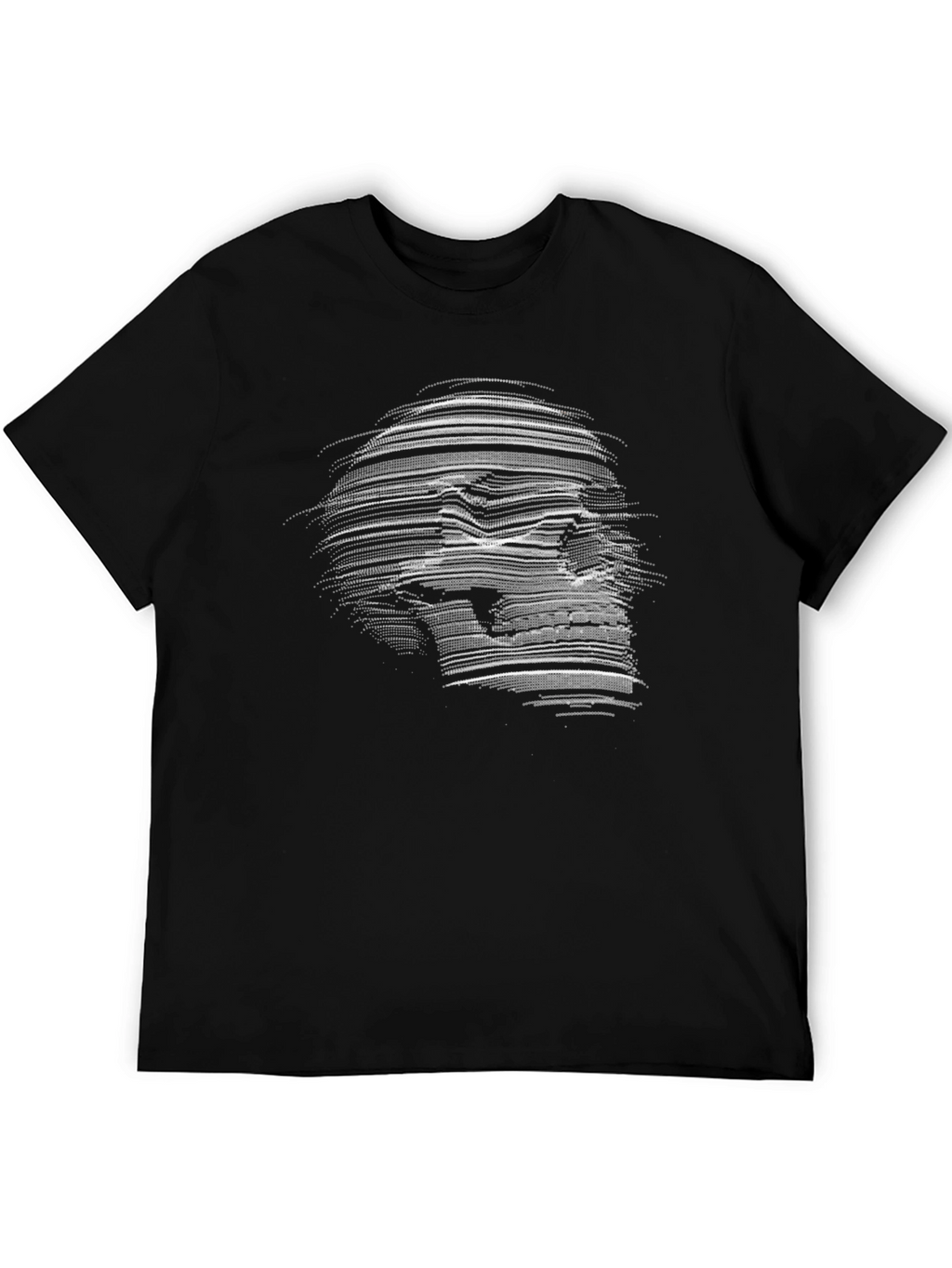 Camiseta Negra con Diseño de Calavera Abstracta
