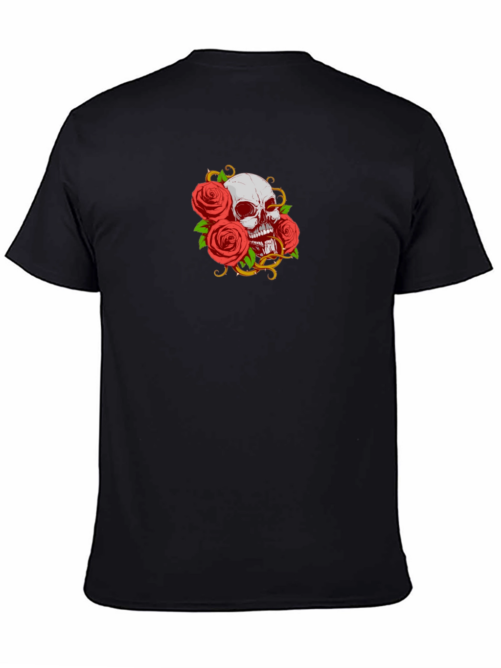 Camiseta Negra Calavera y Rosas