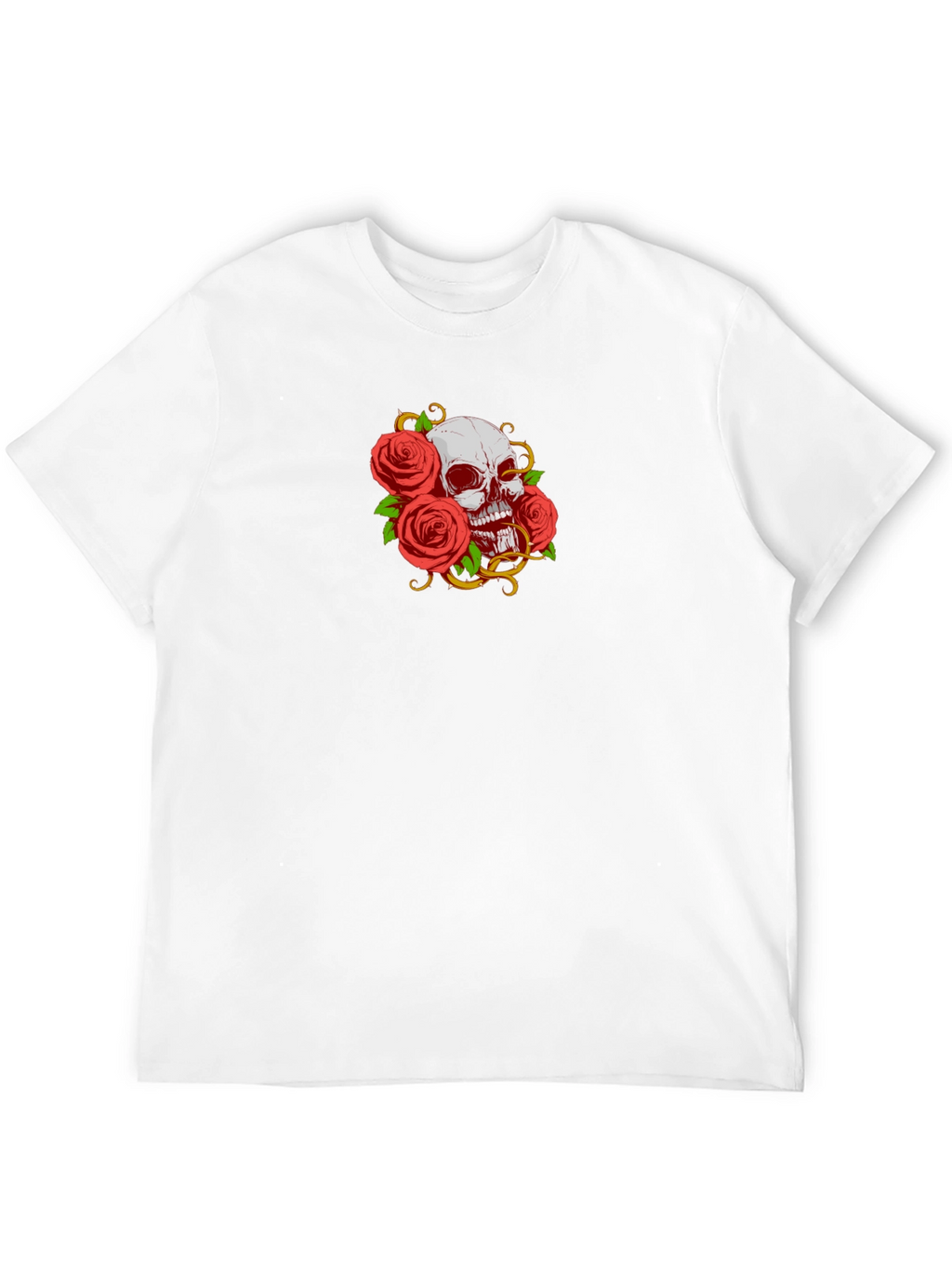 Camiseta Negra Calavera y Rosas