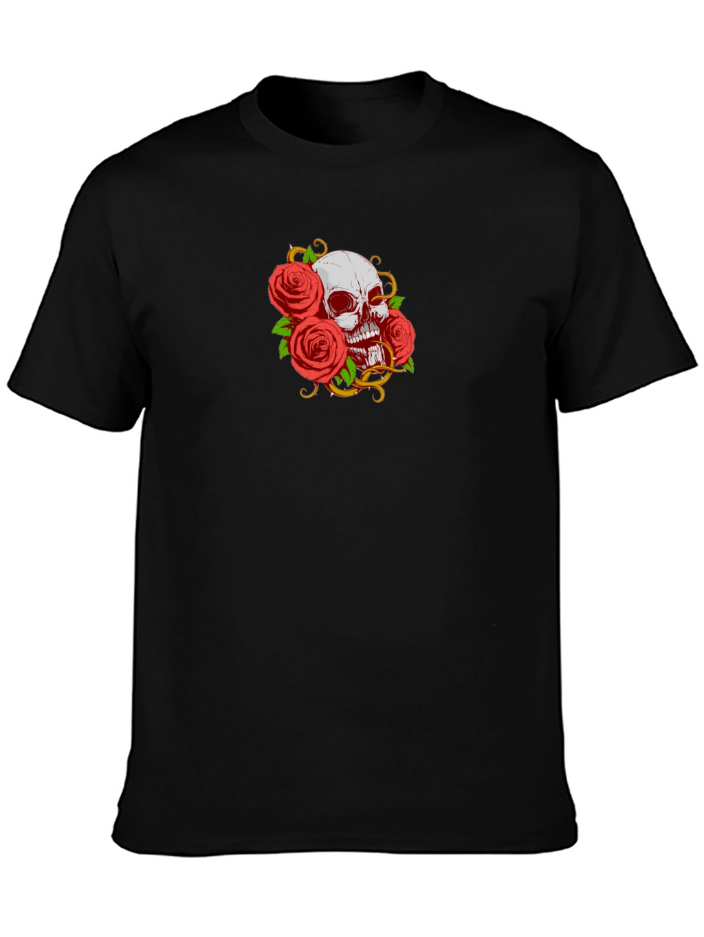 Camiseta Negra Calavera y Rosas