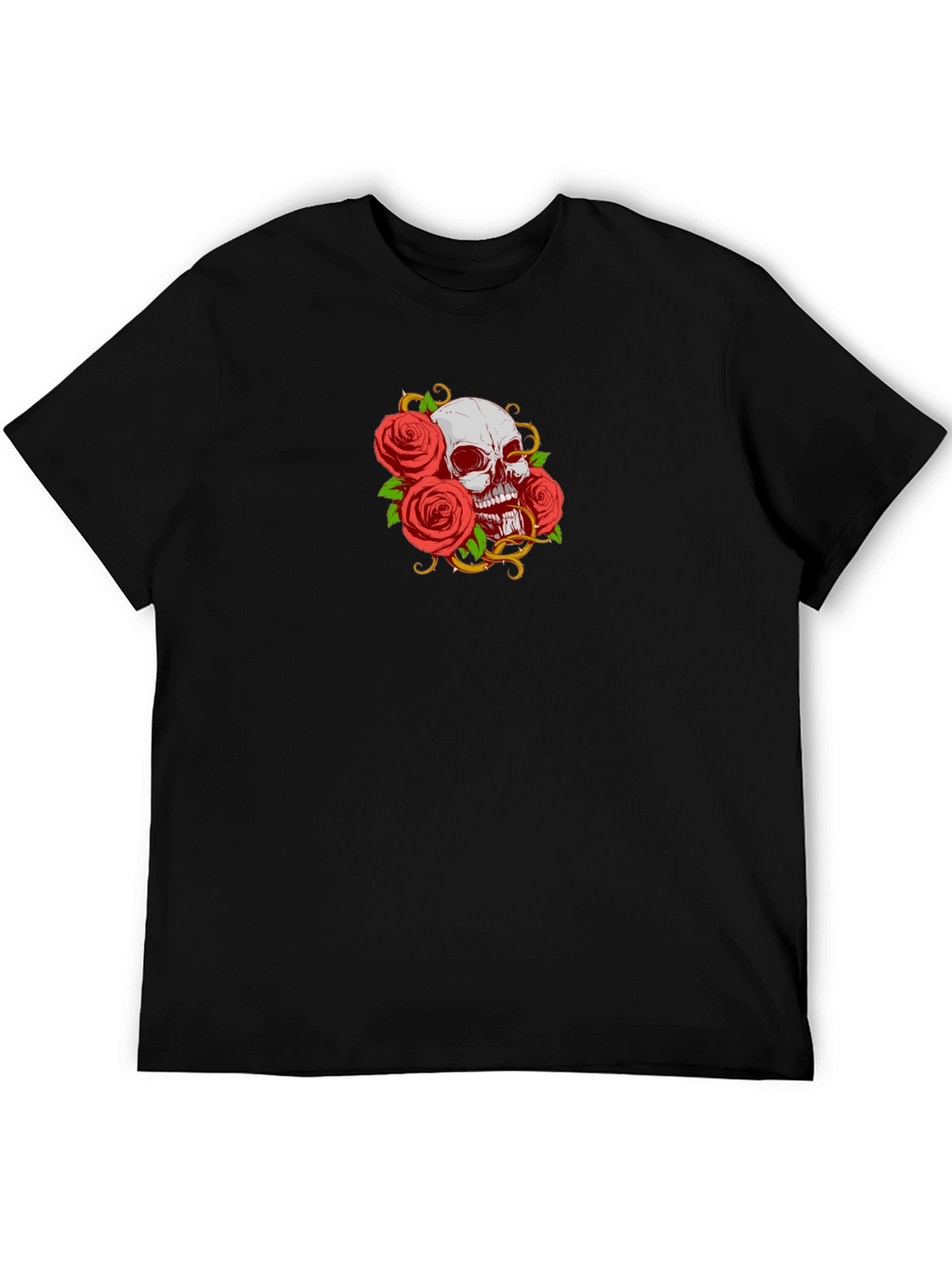 Camiseta Negra Calavera y Rosas