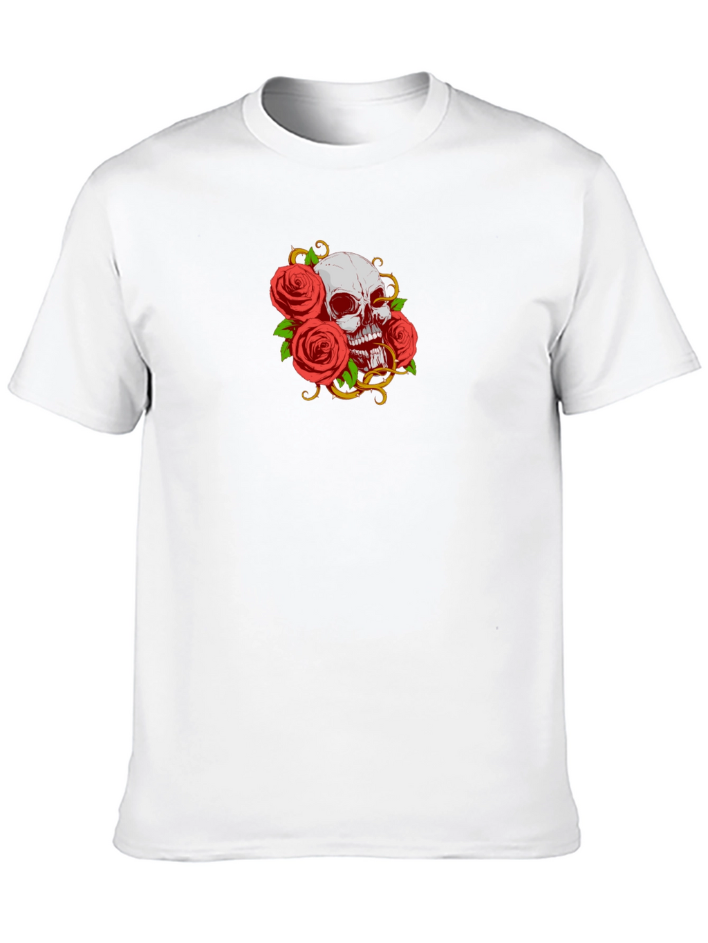 Camiseta Negra Calavera y Rosas